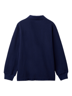Benetton Kids' Cotton Long Sleeve Polo Shirt - view 2, Night Blue
