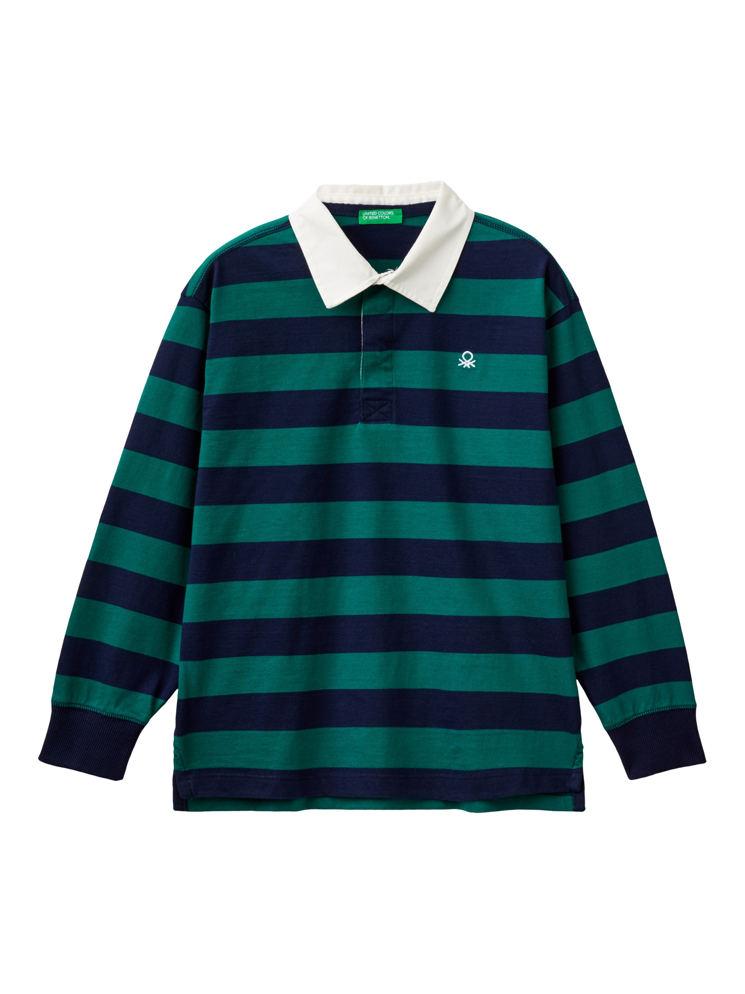 Benetton Kids' Stripe Rugby Shirt, Navy/Multi