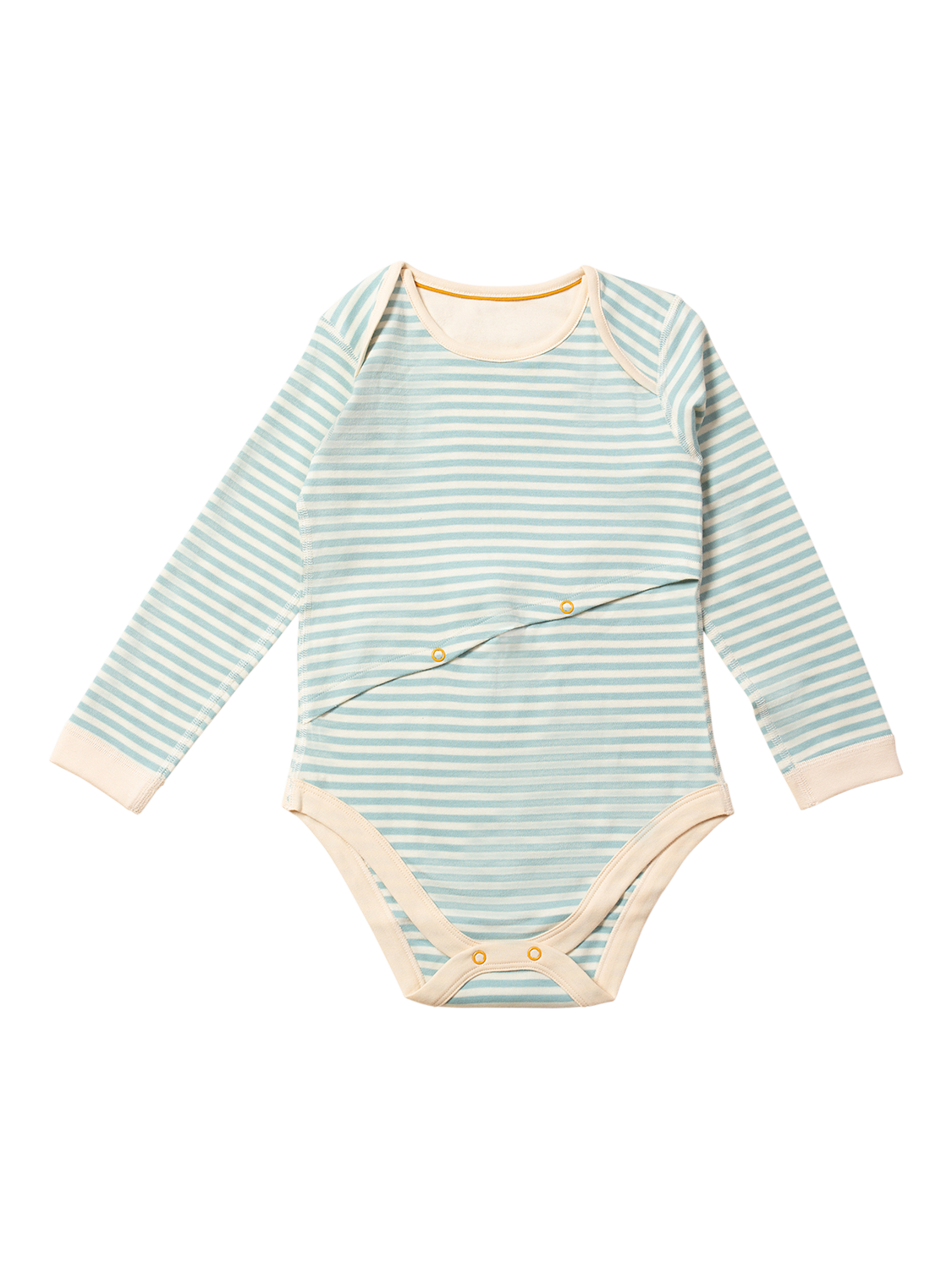 Product image 1 of 3, which shows Little Green Radicals Baby Stripe Easy Feeding Adaptive Bodysuit, Powder Blue, 2-3 years