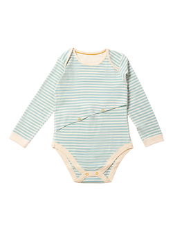 Little Green Radicals Baby Stripe Easy Feeding Adaptive Bodysuit, Powder Blue, Powder Blue