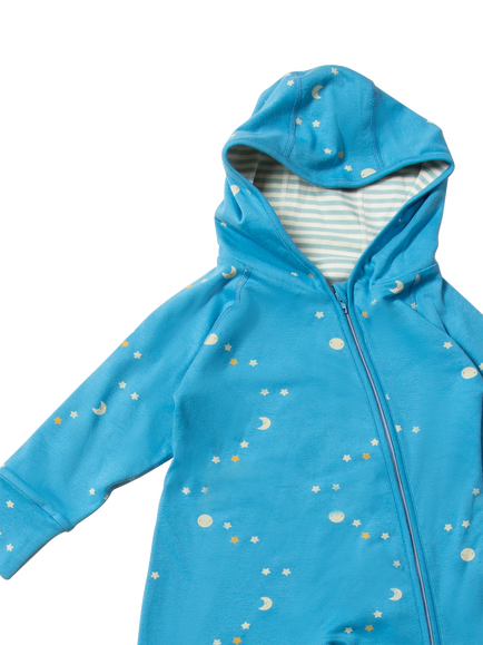 Little Green Radicals Baby Dawn Adaptive Reversible Hooded Snuggle Suit, Blue/Multi - view 2, Blue/Multi