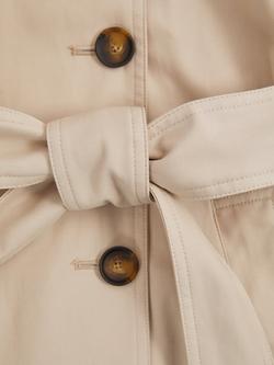 Reiss Azura Double Breasted Removeable Hood Trench Coat, Stone - view 2, Stone