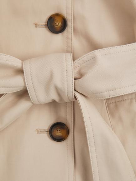 Reiss Azura Double Breasted Removeable Hood Trench Coat, Stone - view 2, Stone