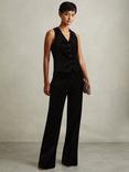 Reiss Parisa Velvet Waistcoat, Black