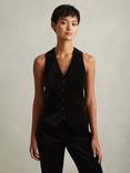 Reiss Parisa Velvet Waistcoat, Black