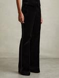 Reiss Parisa Velvet Flared Trousers, Black