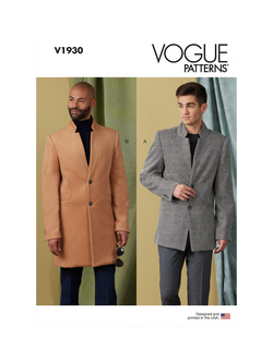 Vogue Men's Slim Fit Coat Sewing Pattern, V1930, White