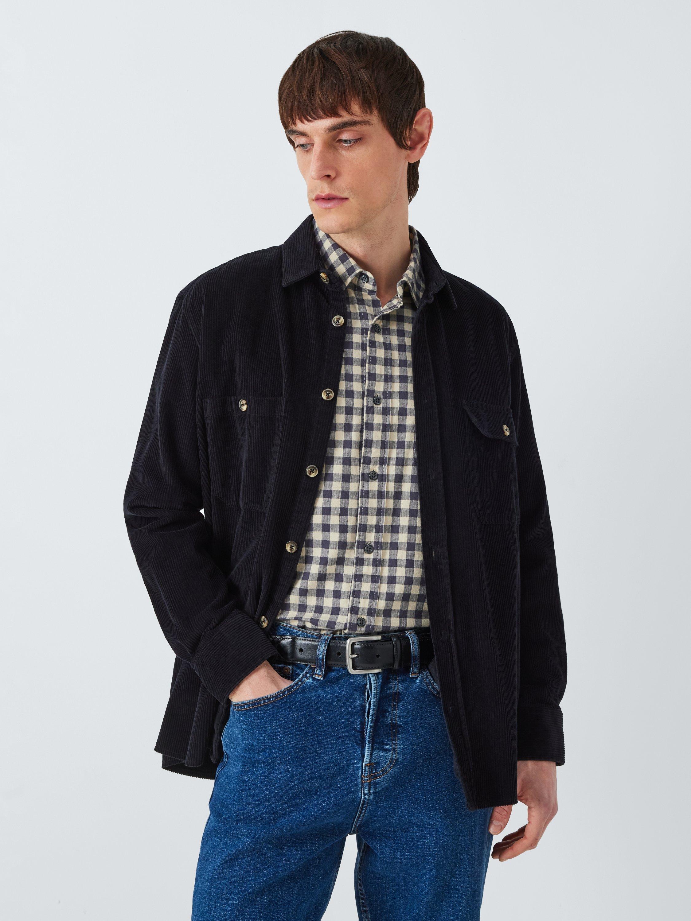 Armor Lux Cotton Long sleeved Velvet Overshirt, Rich Navy