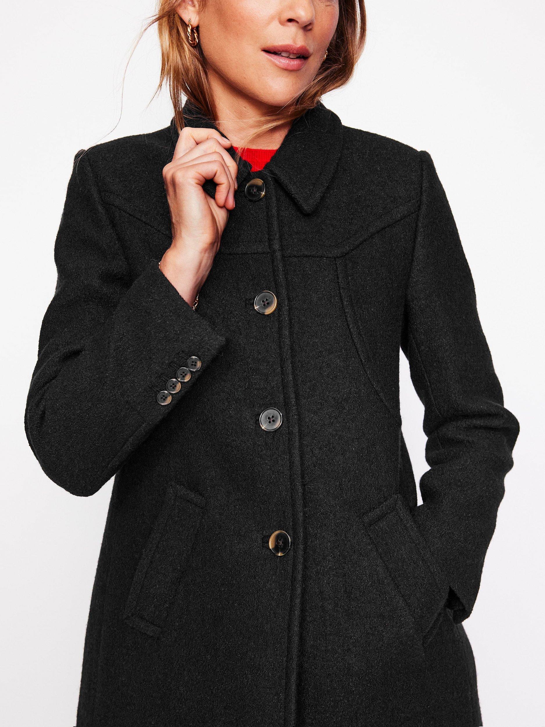 Product image 2 of 5, which shows Boden Lincoln Textured Wool Rich Coat, Black, 10