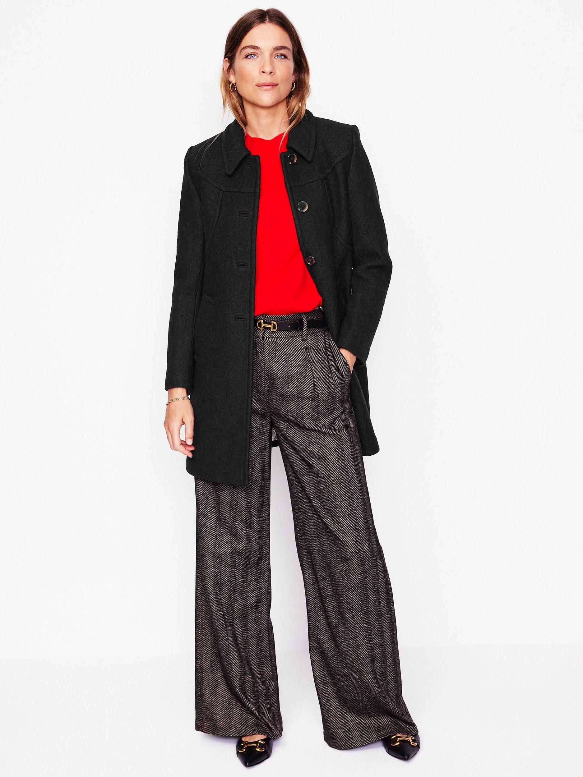 Product image 4 of 5, which shows Boden Lincoln Textured Wool Rich Coat, Black, 10