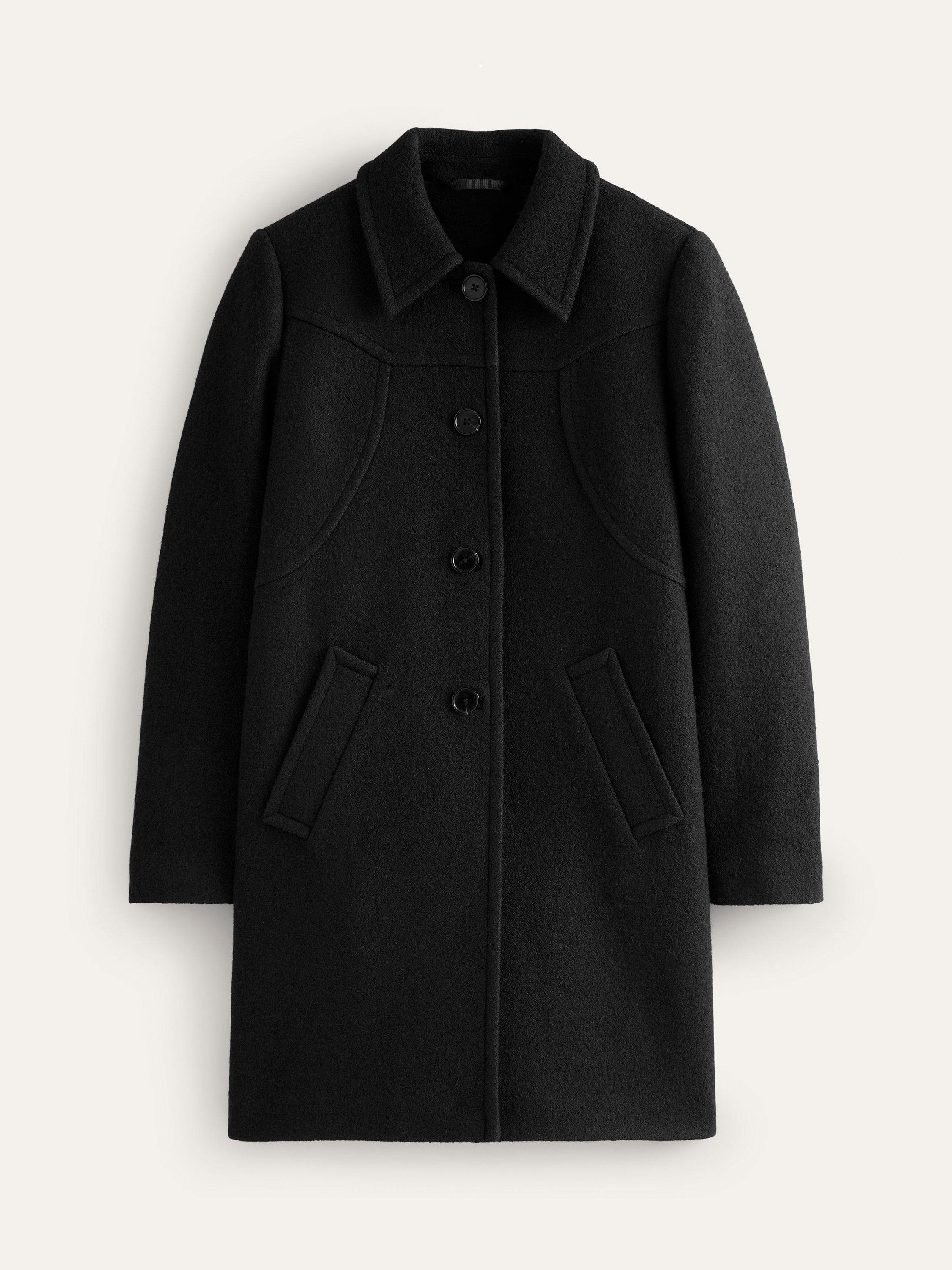 Product image 5 of 5, which shows Boden Lincoln Textured Wool Rich Coat, Black, 10