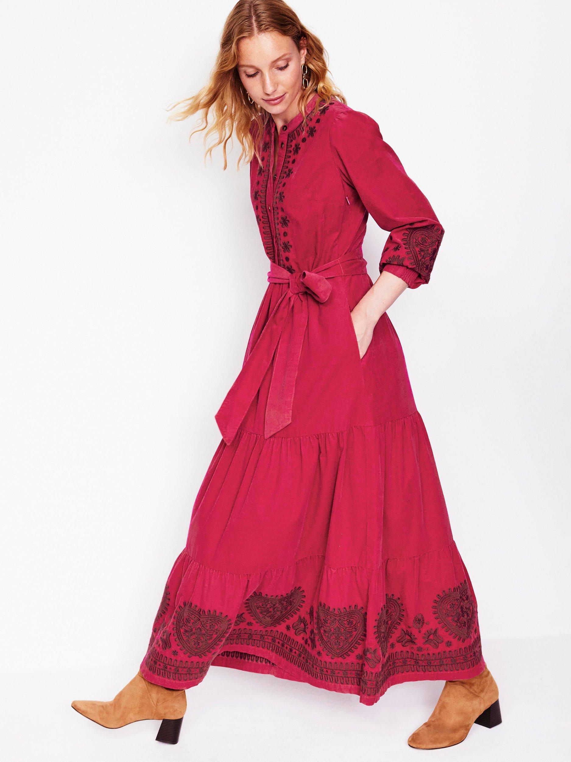 Boden Alba Corduroy Maxi Dress, Cherry Jam