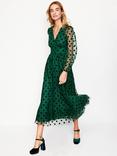 Boden Christina Polka Dot Tulle Midi Dress, Green