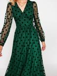 Boden Christina Polka Dot Tulle Midi Dress, Green