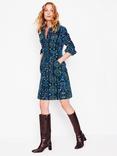 Boden Floral Corduroy Shirt Dress, Blue/Multi