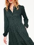 Boden Geometric Tiered Jersey Shirt Dress, Pine/Navy