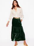 Boden Tiered Velvet Skirt, Glade