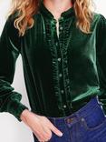 Boden Caroline Ruffle Velvet Shirt, Glade