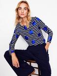 Boden Ella Breton Stripe Spot Top, Navy/Multi