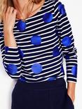 Boden Ella Breton Stripe Spot Top, Navy/Multi