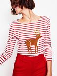 Boden Ella Reindeer Stripe Top, Multi