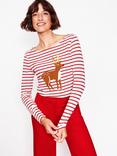 Boden Ella Reindeer Stripe Top, Multi