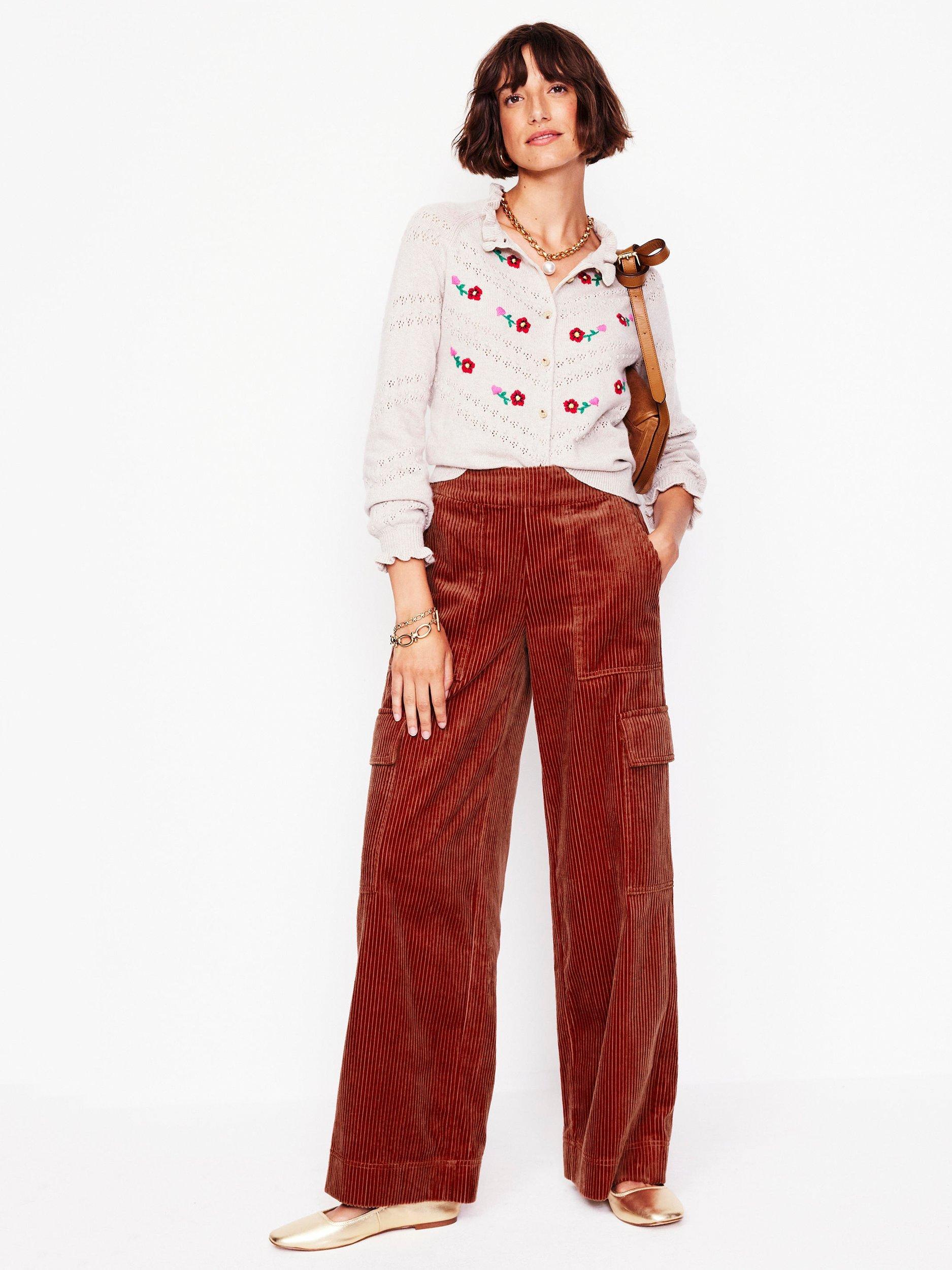 Boden Pull On Corduroy Cargo Trousers, Red