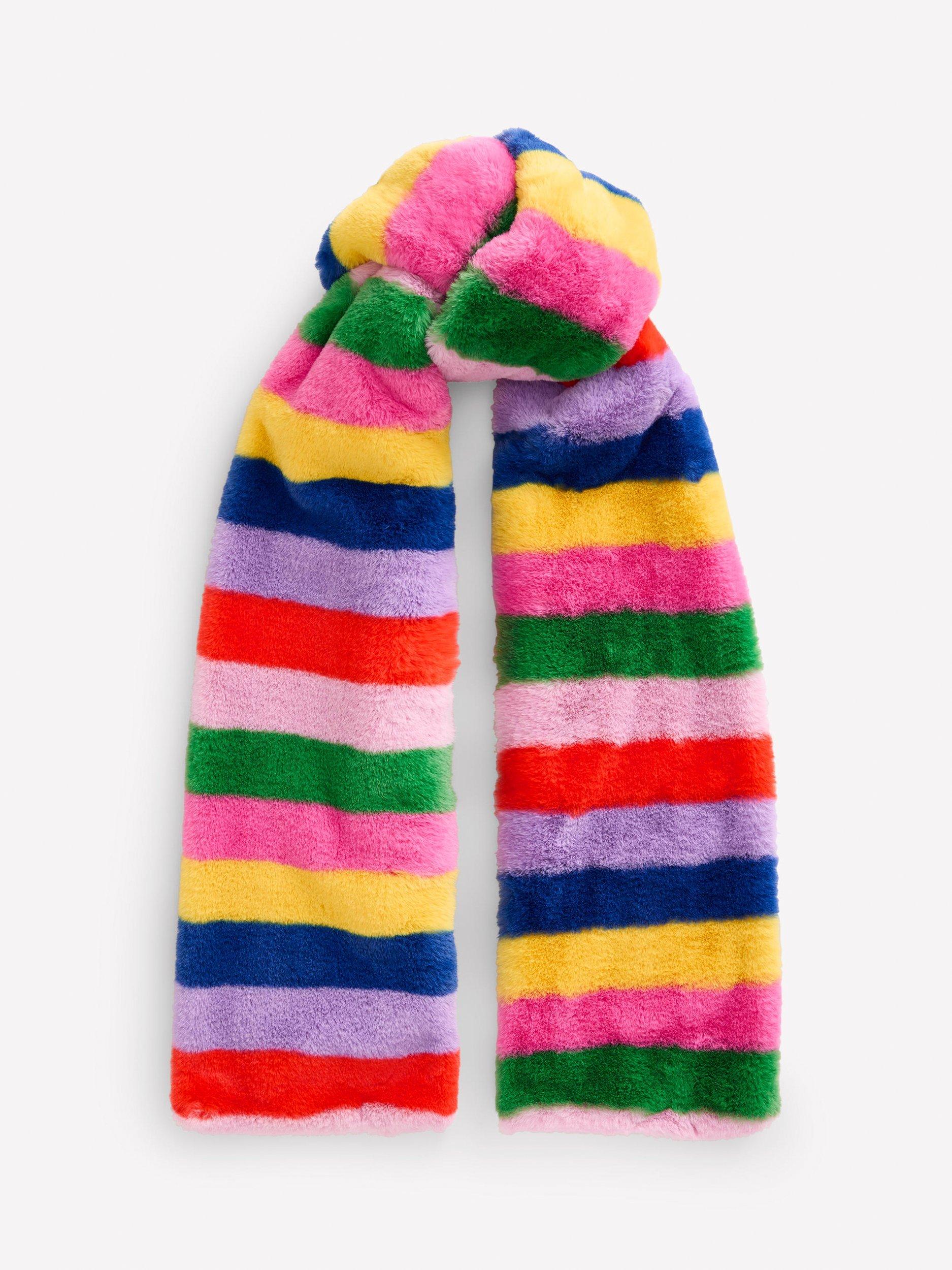 Boden Stripe Faux Fur Scarf, Multi