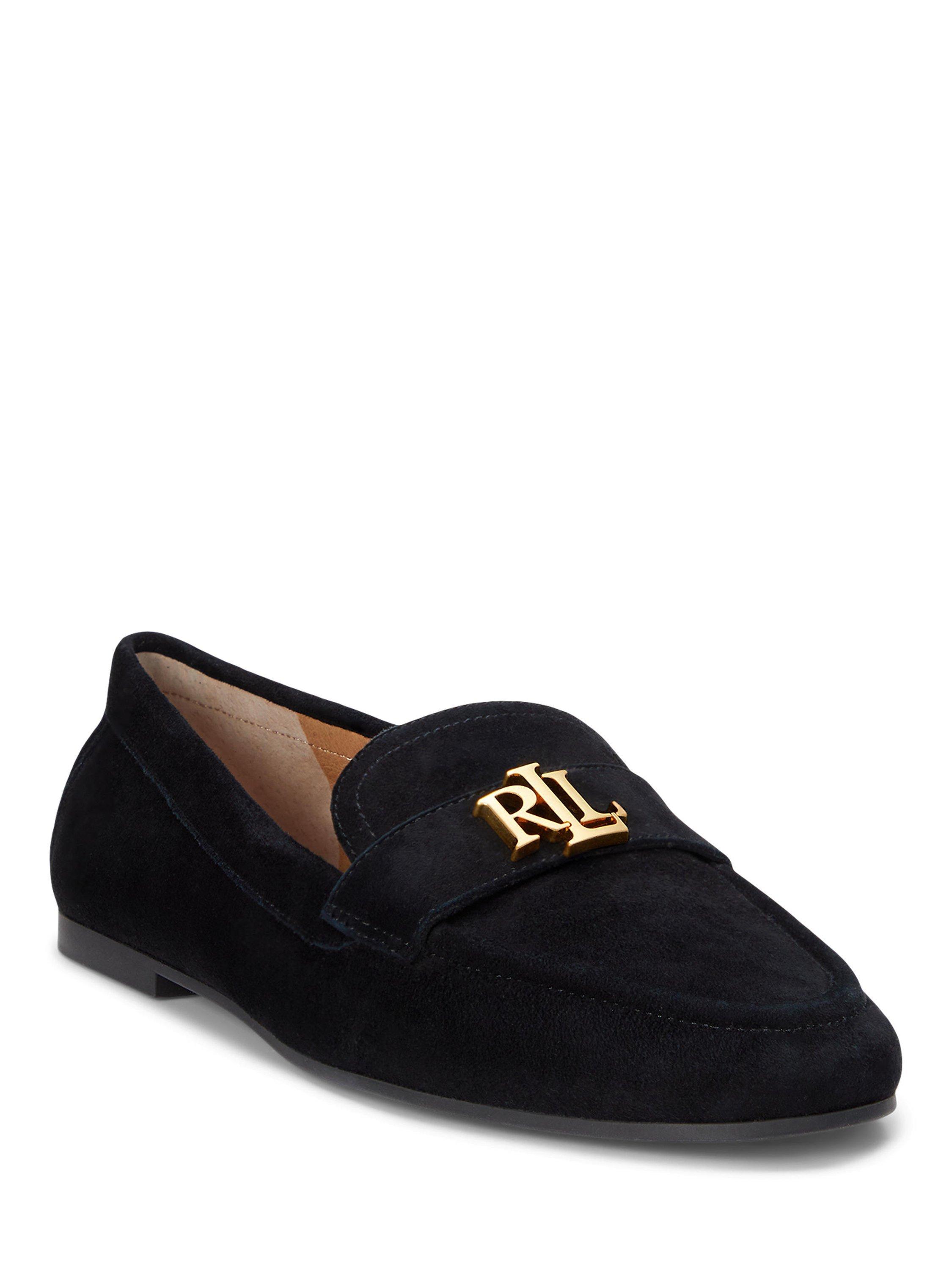 Product image 2 of 4, which shows Lauren Ralph Lauren Averi III Suede Loafers, Black, 3