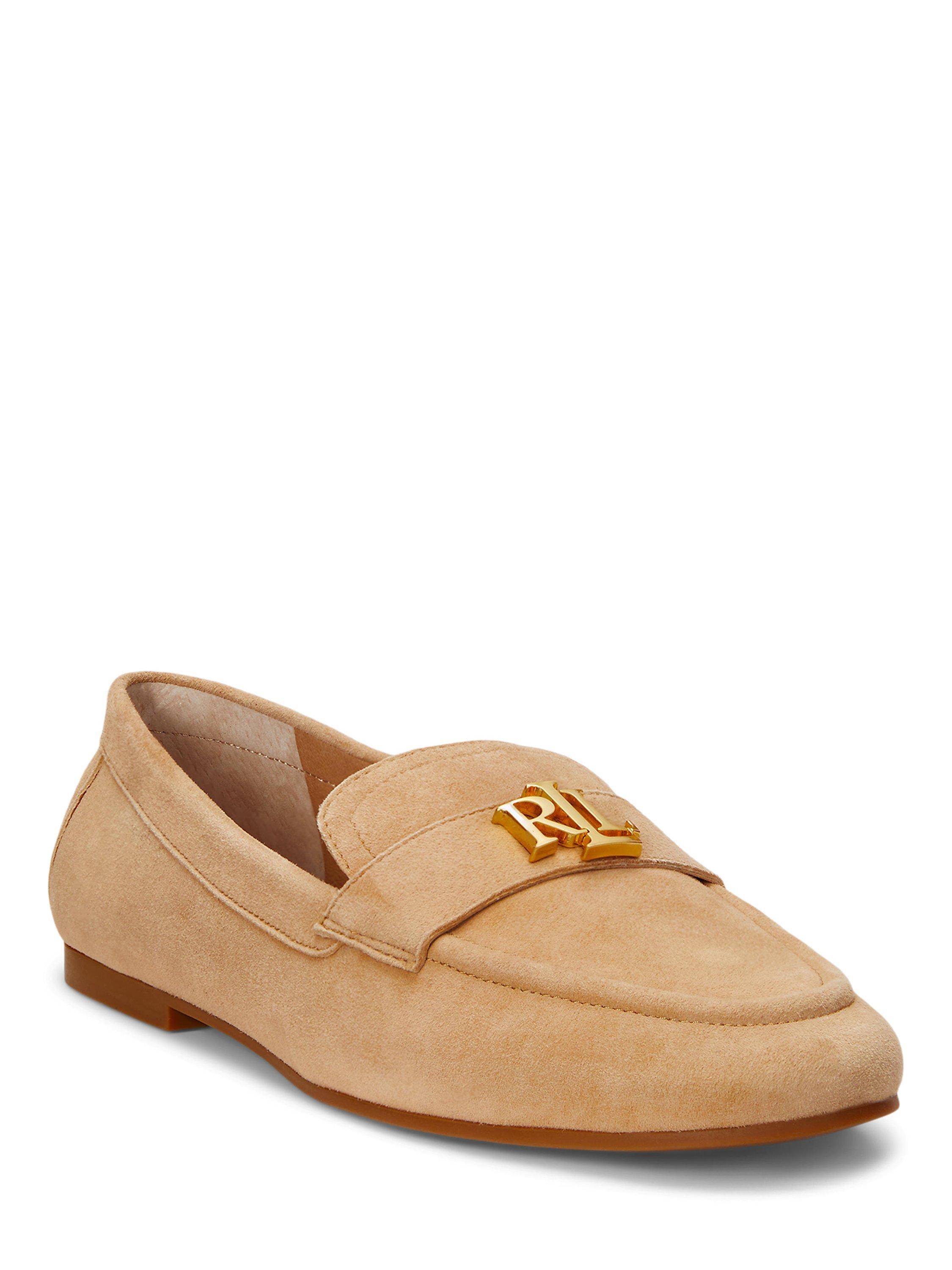 Product image 2 of 4, which shows Lauren Ralph Lauren Averi III Suede Loafers, Brown/Tan, 4