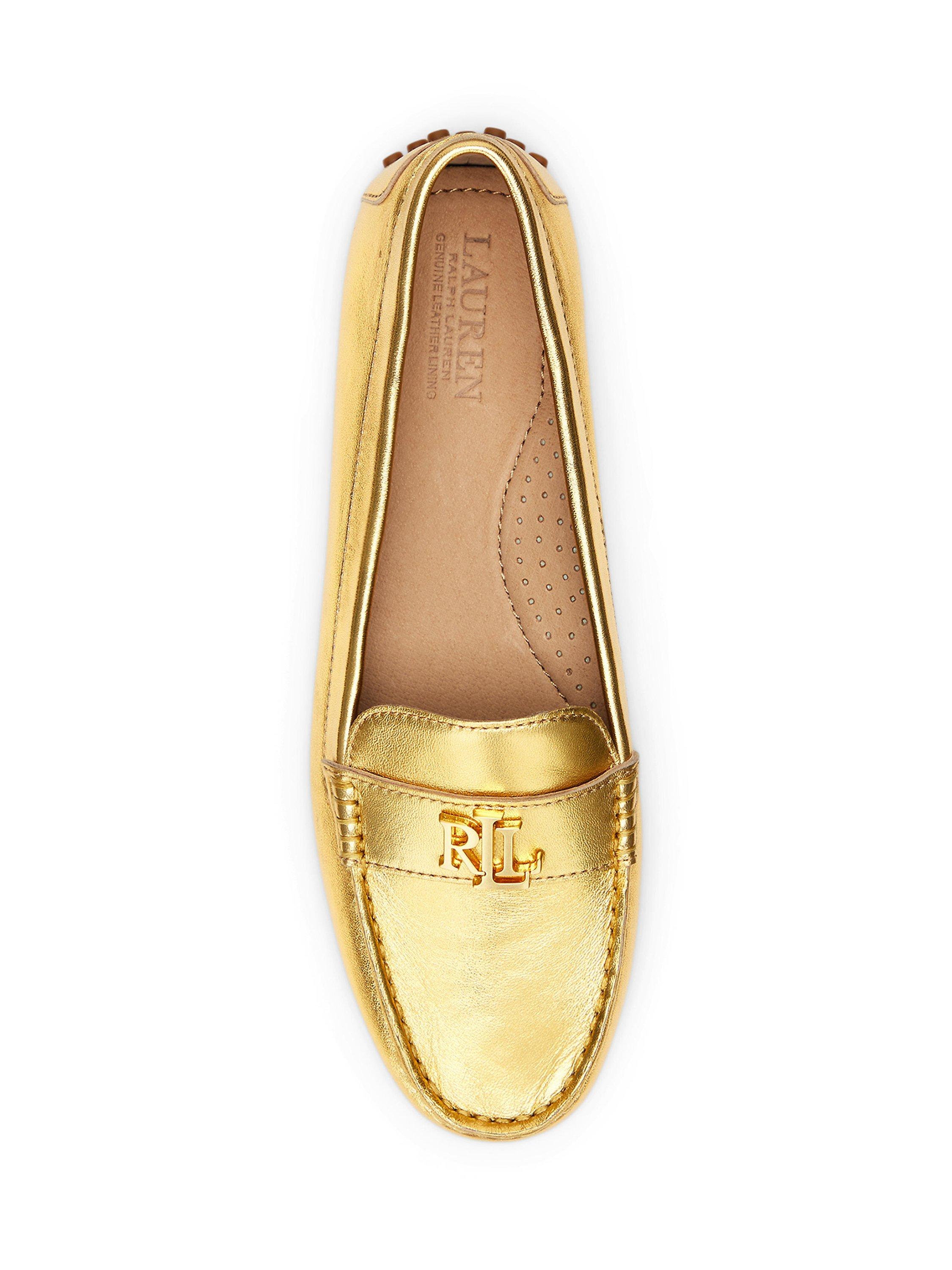 Product image 4 of 4, which shows Lauren Ralph Lauren Barnsbury Leather Loafers, Gold, 3