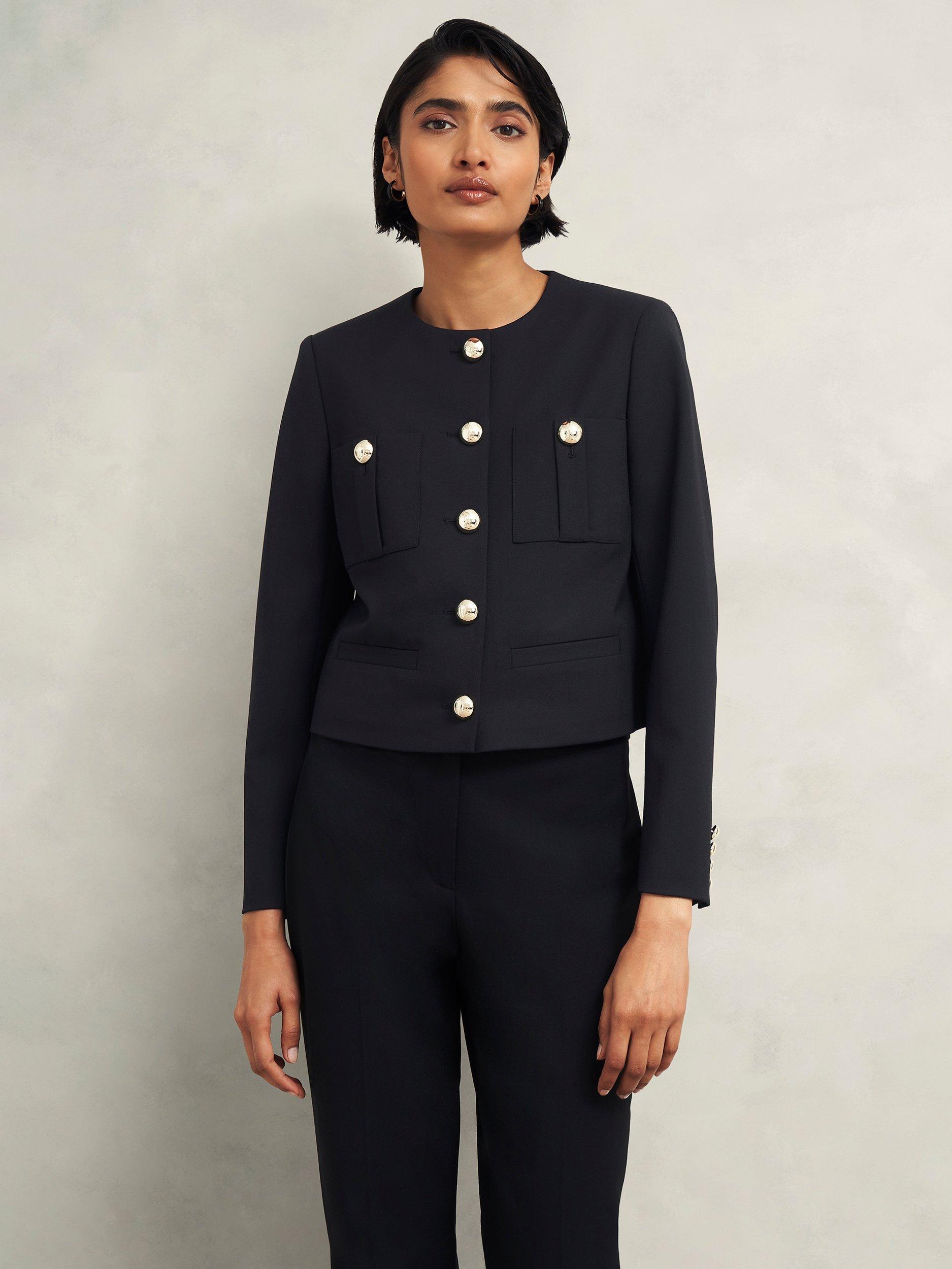 Hobbs Sinclair Boxy Wool Blend Jacket Black