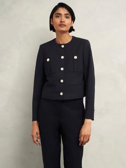 Hobbs Sinclair Boxy Wool Blend Jacket, Black, Black