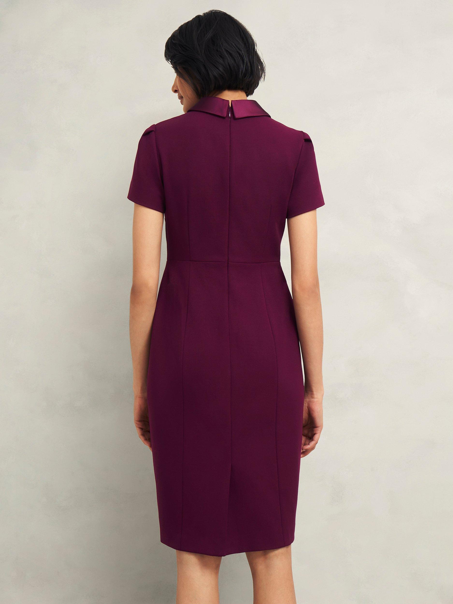 Product image 2 of 5, which shows Hobbs Amira Shift Dress, Warm Plum, 12
