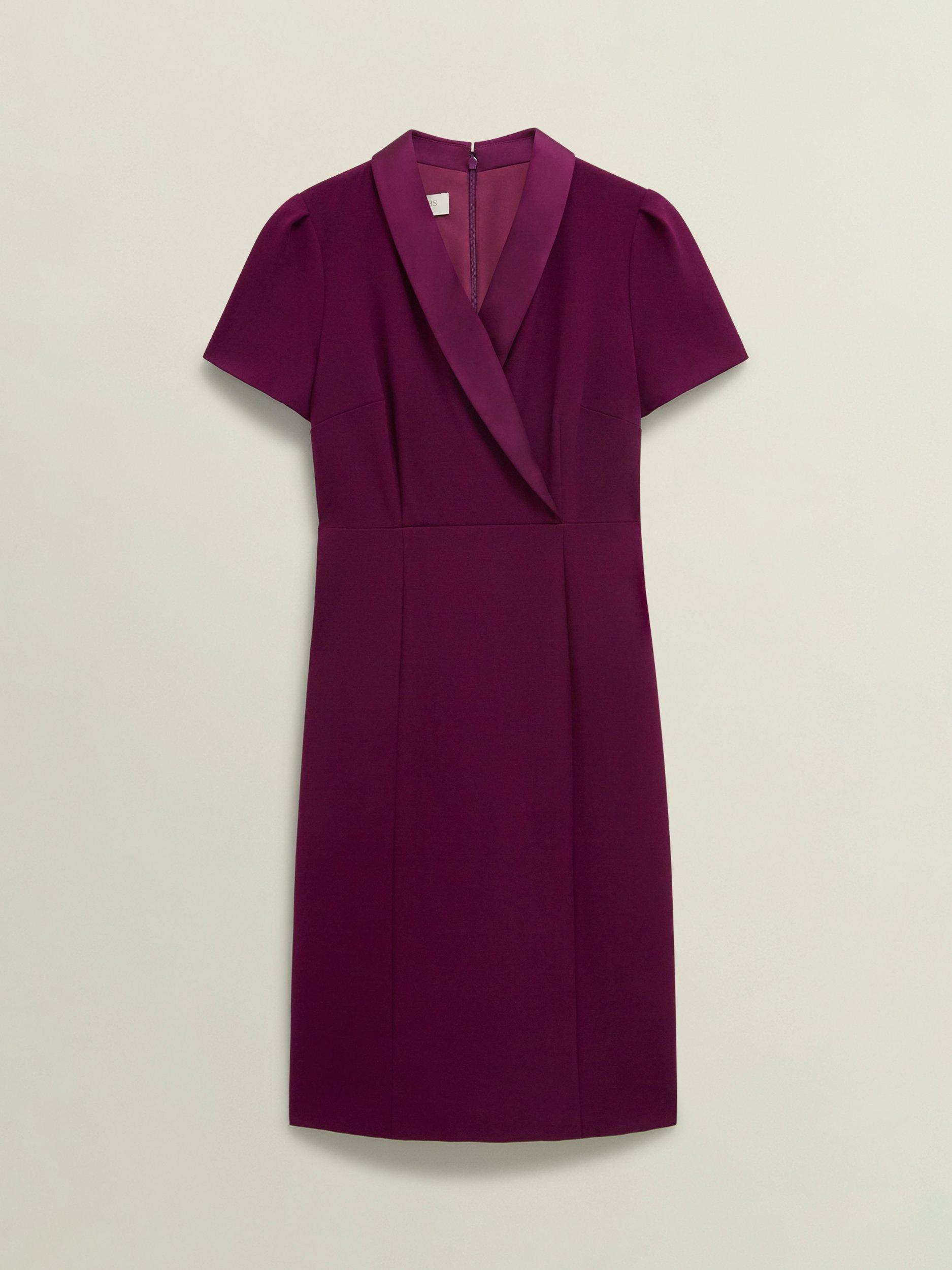 Product image 4 of 5, which shows Hobbs Amira Shift Dress, Warm Plum, 12
