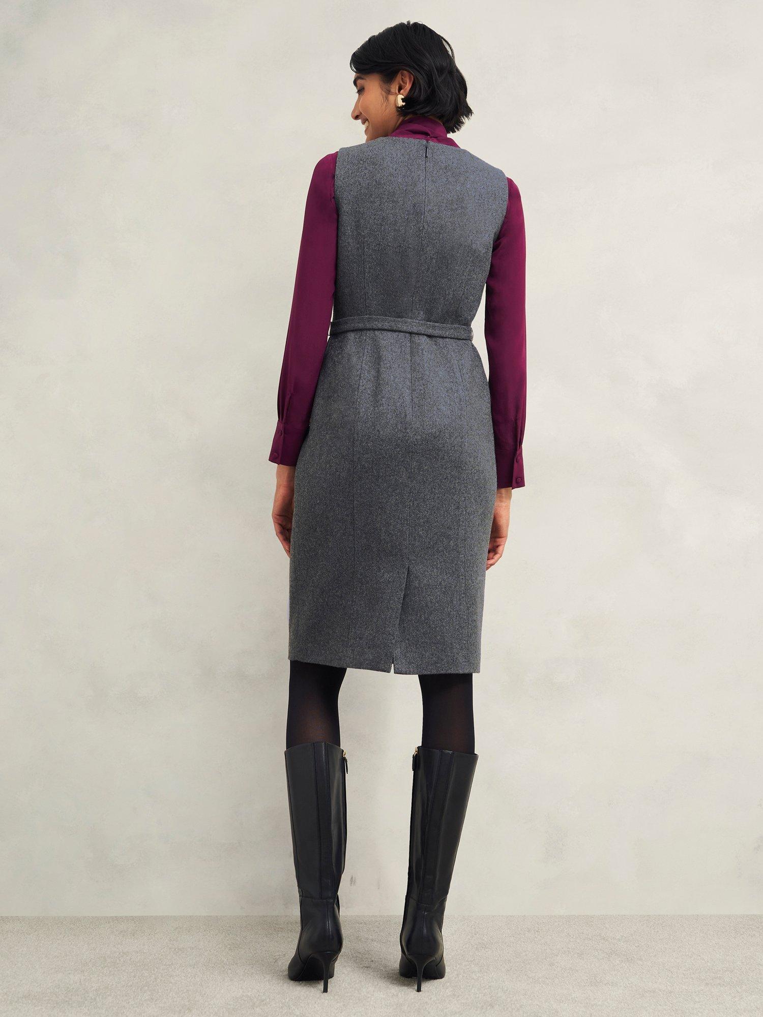 Product image 2 of 7, which shows Hobbs Elsie Wool Rich Dress, Grey, 10