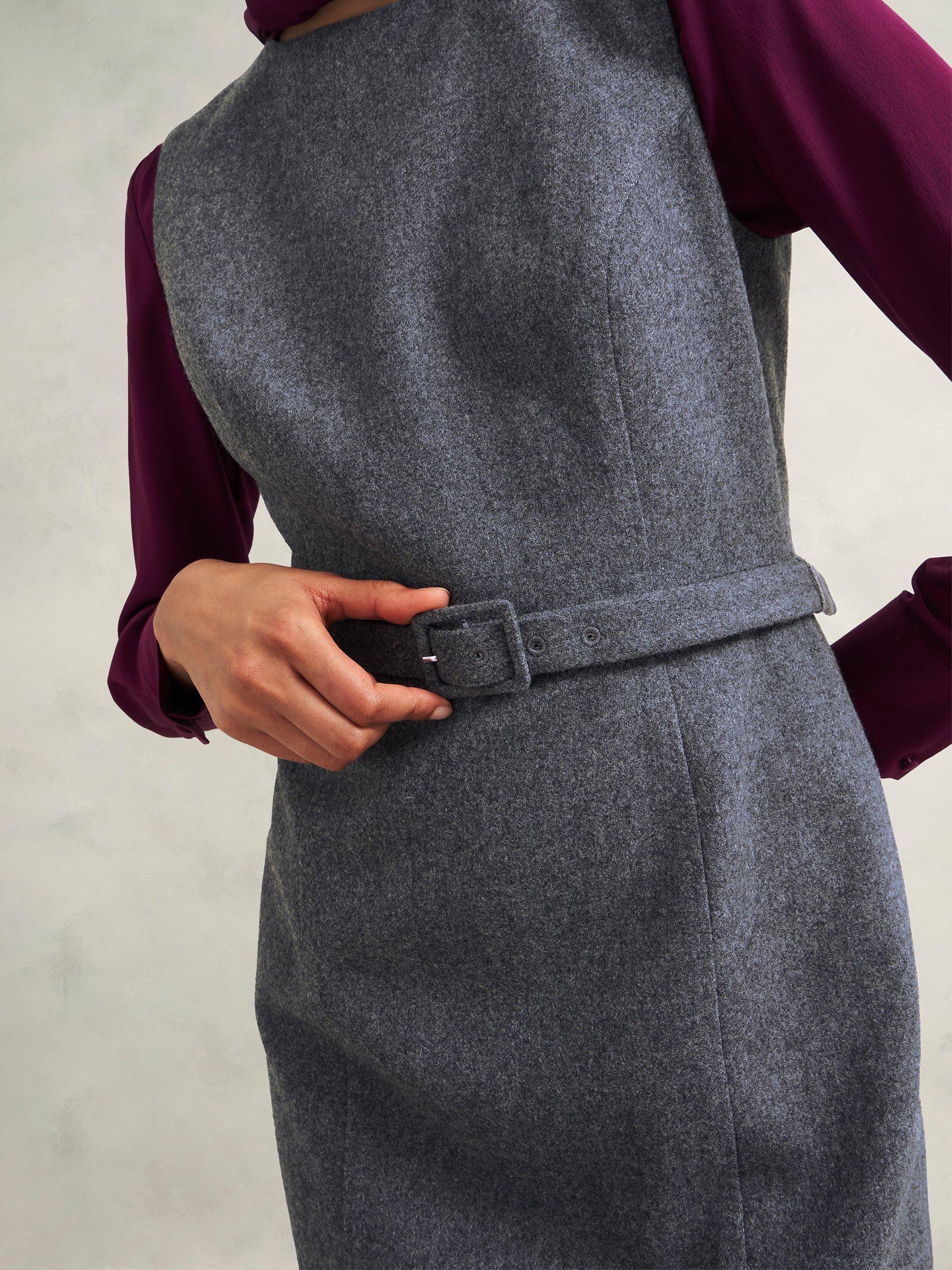 Product image 3 of 7, which shows Hobbs Elsie Wool Rich Dress, Grey, 10