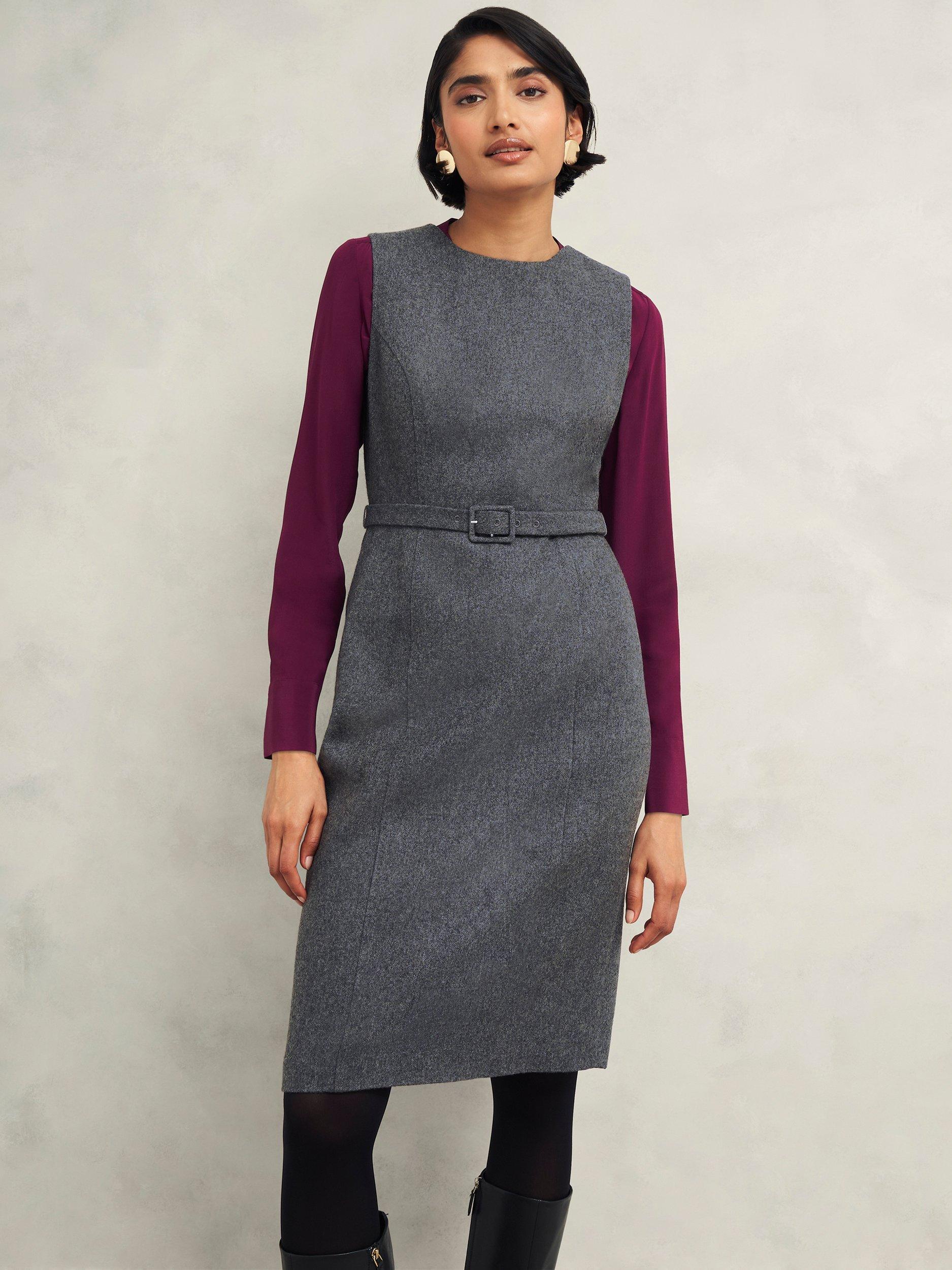 Product image 5 of 7, which shows Hobbs Elsie Wool Rich Dress, Grey, 10