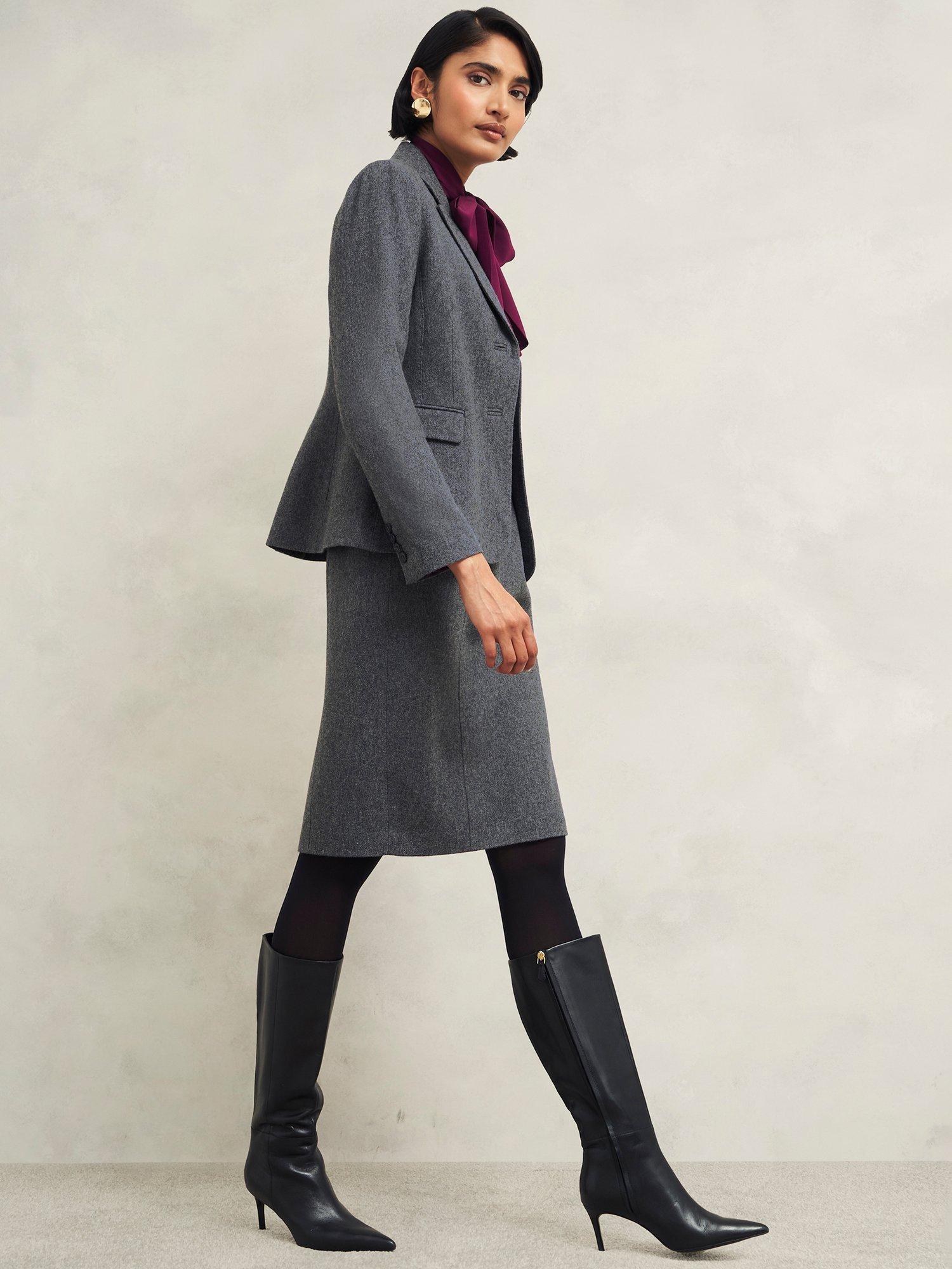 Product image 7 of 7, which shows Hobbs Elsie Wool Rich Dress, Grey, 10