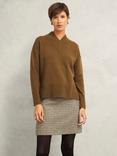 Hobbs Becky Wool Blend V-Neck Jumper, Toffee