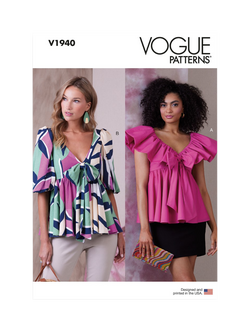 Vogue Misses' Empire Waist Top Sewing Pattern, V1940, White