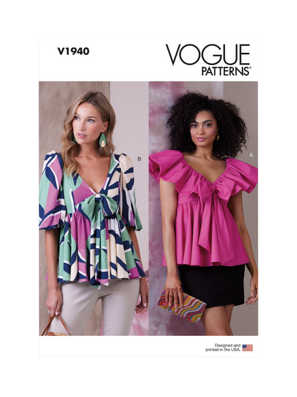 Vogue Misses' Empire Waist Top Sewing Pattern, V1940, White