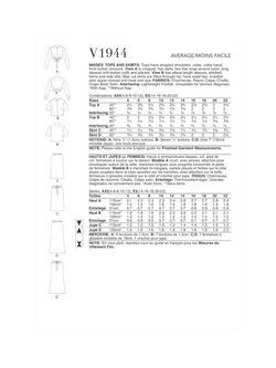 Vogue Misses' Tops and Skirts Sewing Pattern, V1944 - view 2, White