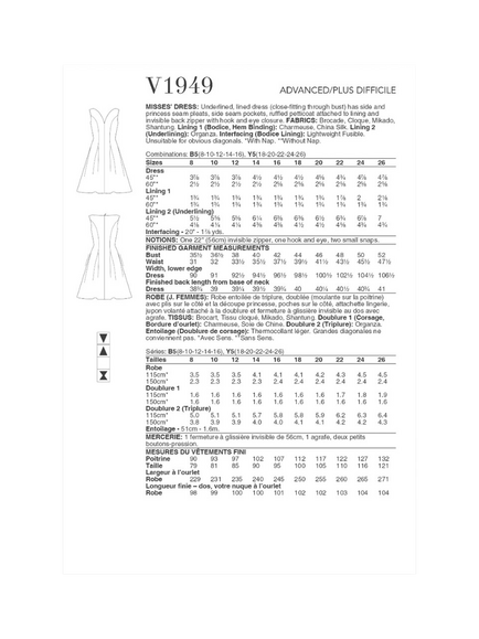 Vogue Misses' Underlined Lined Dress Sewing Pattern, V1949 - view 2, White