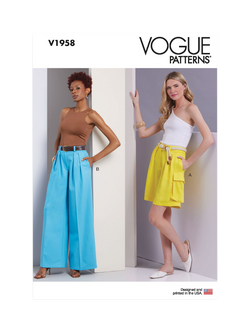 Vogue Misses' Wide Leg Shorts and Pants Sewing Pattern, V1958, White