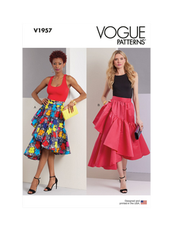 Vogue Misses' Asymmetric Ruffled Skirt Sewing Pattern, V1957, White