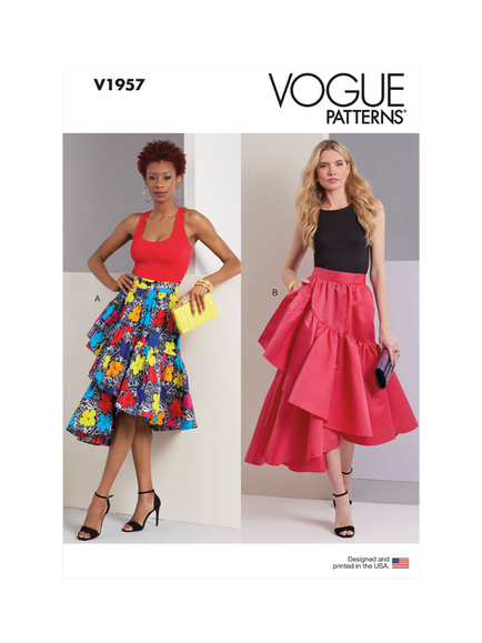 Vogue Misses' Asymmetric Ruffled Skirt Sewing Pattern, V1957, White
