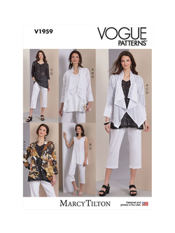 Vogue Misses' Loose Fitting Jacket, Tunic and Pull on Pants Sewing Pattern, V1959, White