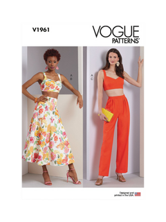 Vogue Misses' Bra Top, Flared Skirt & Trousers Sewing Pattern, V1961, AX5