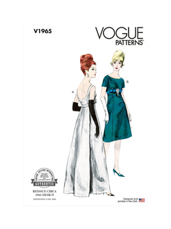 Vogue Misses' Vintage Empire Waist Dress Sewing Pattern, V1965, White